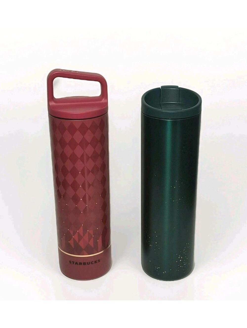 New Set of 2 Starbucks Miir 2025 Holiday Red Diamond Green 20oz Tumblers Cups
